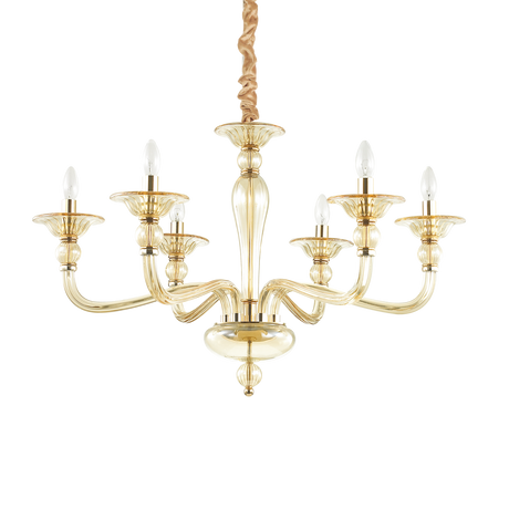 Lámpara colgante Ideal Lux Danieli ámbar cristal 6 luces 240W Ø85cm 159942