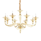 Lámpara colgante Ideal Lux Danieli ámbar cristal 8 luces 320W Ø85cm 159973