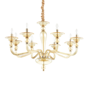 Lámpara colgante Ideal Lux Danieli ámbar cristal 8 luces Ø85cm 159973