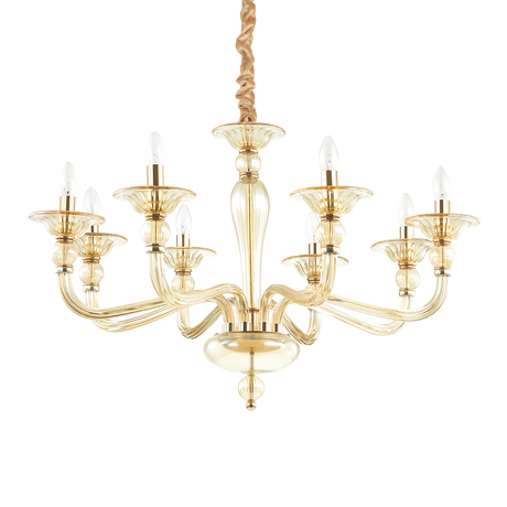 Lámpara colgante Ideal Lux Danieli ámbar cristal 8 luces 320W Ø85cm 159973