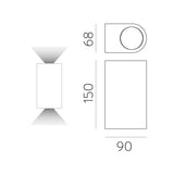 ACB Boj Aplique 16/2015 Antracita Texturado, LED 2x6W 3000K 1100lm, CRI90 CL.I IP54, LED integrado A201520GR