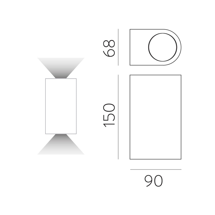 ACB Boj Aplique 16/2015 Antracita Texturado, LED 2x6W 3000K 1100lm, CRI90 CL.I IP54, LED integrado A201520GR