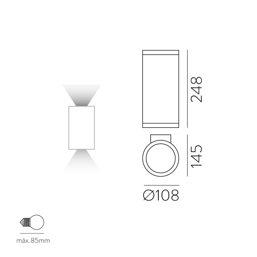 ACB Nori Aplique 16/2044-2 Antracita Texturado, LED E27 2x15W, IP65 A20442GR