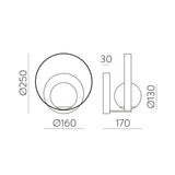 ACB Halo Aplique 16/3815 Negro Texturado/Opal, LED 5W 370lm, CRI90 , LED integrado, Kelvin 2700K-3000K Slide Switch A3815170N