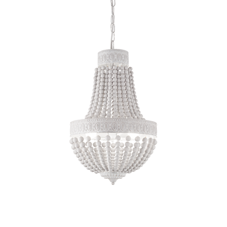Lámpara colgante Ideal Lux Monet blanco madera 6 luces 240W Ø50cm 162751