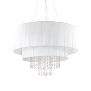 Lámpara colgante Ideal Lux Opera blanco cristal y tela 10 luces Ø90cm 165011