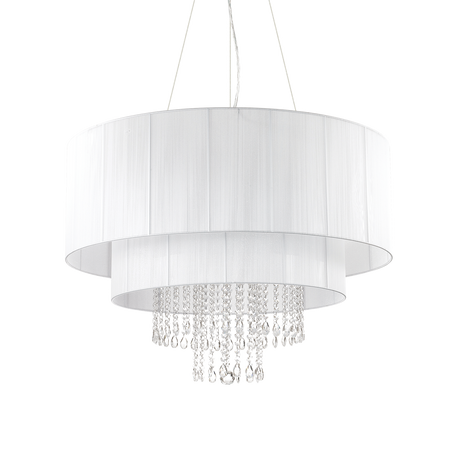 Lámpara colgante Ideal Lux Opera blanco cristal y tela 10 luces 600W Ø90cm 165011