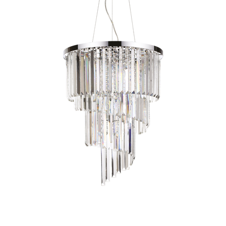Lámpara colgante Ideal Lux Carlton cromo cristal y cerámica 12 luces 480W Ø50cm 166247