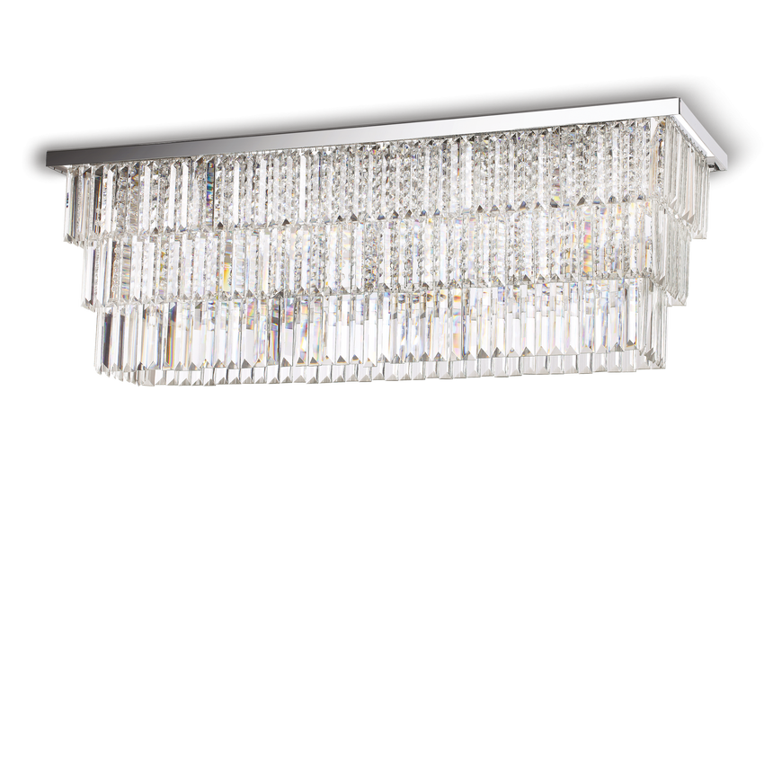 Plafón de techo Ideal Lux Martinez cromo cristal y cerámica 8 luces 320W Ø0,1cm 166285