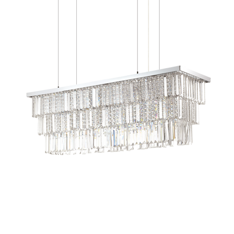 Lámpara colgante Ideal Lux Martinez cromo cristal y cerámica 8 luces 320W Ø0,1cm 166360