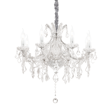 Lámpara colgante Ideal Lux Napoleon cromo cristal y cerámica 8 luces 320W Ø67cm 167244