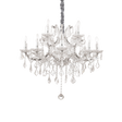 Lámpara colgante Ideal Lux Napoleon cromo cristal y cerámica 12 luces 480W Ø74cm 167251