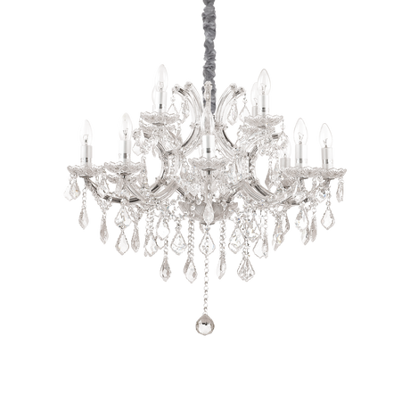 Lámpara colgante Ideal Lux Napoleon cromo cristal y cerámica 12 luces 480W Ø74cm 167251