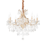 Lámpara colgante Ideal Lux Napoleon dorado cristal y cerámica 8 luces 320W Ø67cm 167398