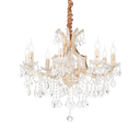 Lámpara colgante Ideal Lux Napoleon cristal y cerámica 8 luces Ø67cm E14 dorado — ref. 167398 (1)