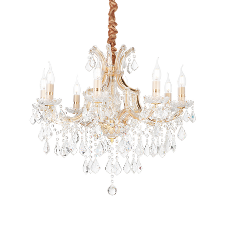 Lámpara colgante Ideal Lux Napoleon cristal y cerámica 8 luces Ø67cm E14 dorado — ref. 167398 (1)