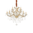 Lámpara colgante Ideal Lux Napoleon dorado cristal y cerámica 12 luces 480W Ø74cm 167404