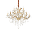 Lámpara colgante Ideal Lux Napoleon dorado cristal y cerámica 12 luces Ø74cm 167404