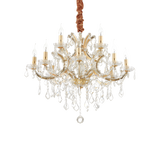 Lámpara colgante Ideal Lux Napoleon dorado cristal y cerámica 12 luces 480W Ø74cm 167404