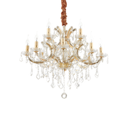 Lámpara colgante Ideal Lux Napoleon dorado cristal y cerámica 12 luces Ø74cm 167404