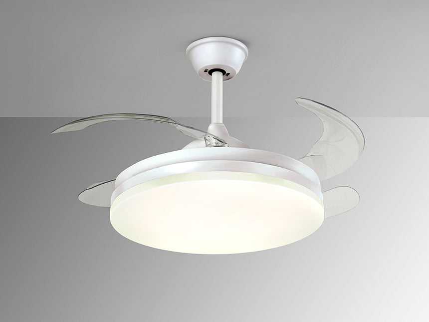 Ventilador de techo plafón retráctil Schuller Vento LED blanco CCT regulable Ø50cm 168304D