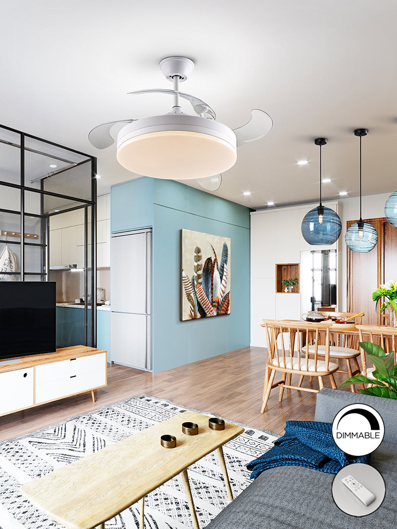 Ventilador de techo plafón retráctil Schuller Vento LED blanco CCT regulable Ø50cm 168304D