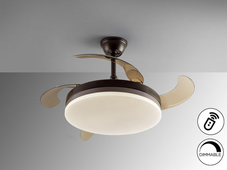 Ventilador de techo plafón retráctil Schuller Vento LED marrón y negro CCT regulable 168342D vista 3