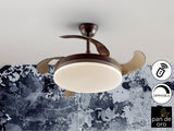 Ventilador de techo plafón retráctil Schuller Vento LED negro y pan de oro CCT regulable