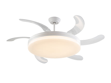 Ventilador de techo plafón retráctil Schuller Vento Maxi LED blanco CCT regulable Ø80cm ambiente