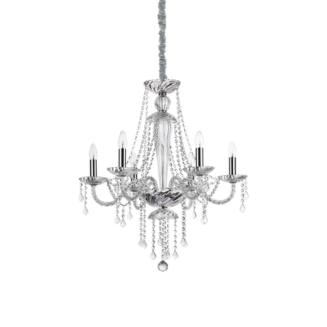 Lámpara colgante Ideal Lux Amadeus transparente cristal y cerámica 6 luces 240W Ø67cm 168753
