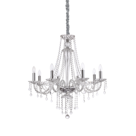Lámpara colgante Ideal Lux Amadeus transparente cristal y cerámica 8 luces 320W Ø80cm 168777