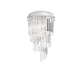 Plafón de techo Ideal Lux Carlton cromo cristal y cerámica 8 luces 320W Ø40cm 168920