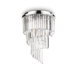 Plafón de techo Ideal Lux Carlton cromo cristal y cerámica 12 luces 480W Ø50cm 168937