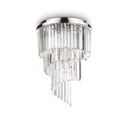 Plafón de techo Ideal Lux Carlton cromo cristal y cerámica 12 luces Ø50cm 168937