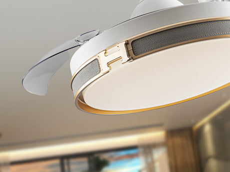 Ventilador de techo plafón retráctil Schuller Herón LED blanco y oro CCT regulable 175180D vista 4