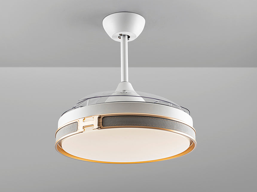 Ventilador de techo plafón retráctil Schuller Herón LED blanco y oro CCT regulable 175180D