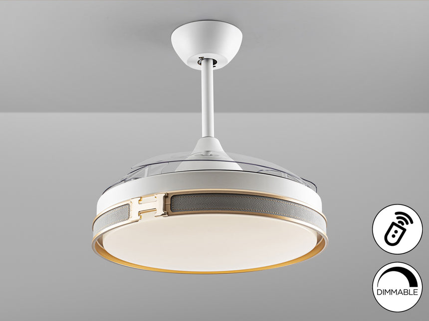 Ventilador de techo plafón retráctil Schuller Herón LED blanco y oro CCT regulable 175180D vista 7