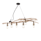 Lámpara colgante Ideal Lux Driftwood madera 6 luces 360W Ø140cm 180922