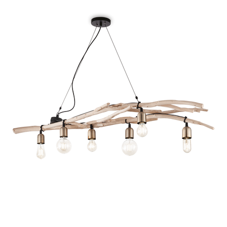 Lámpara colgante Ideal Lux Driftwood madera 6 luces 360W Ø140cm 180922