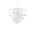 Lámpara colgante Ideal Lux Opera blanco cristal y tela 4 luces 240W Ø50cm 182179
