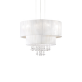 Lámpara colgante Ideal Lux Opera blanco cristal y tela 4 luces 240W Ø50cm 182179