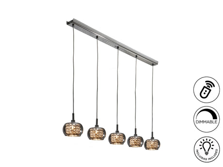 Lámpara de techo colgante Schuller Arián 5 luces cromo 
