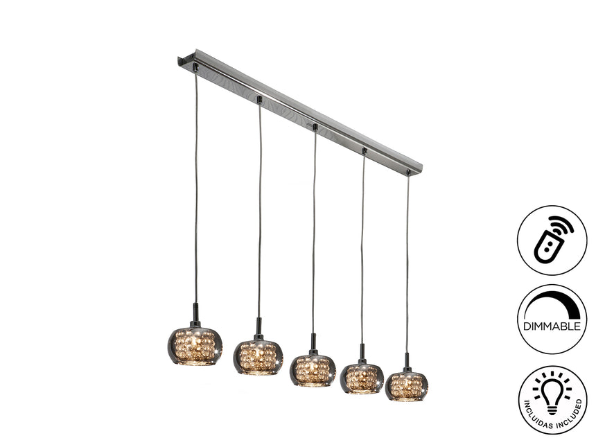 Lámpara de techo colgante Schuller Arián 5 luces cromo 