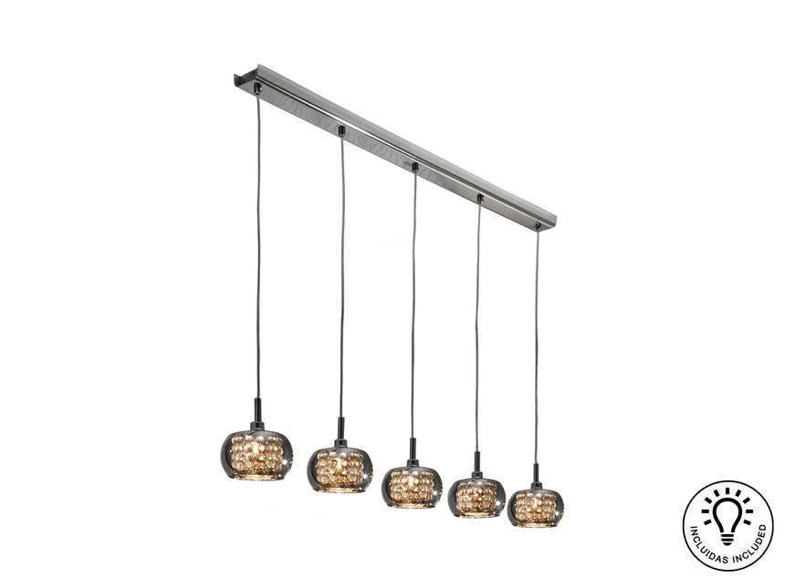 Lámpara de techo colgante Schuller Arián 5 luces brillo