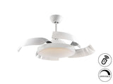 Ventilador de techo plafón retráctil Schuller Enzo LED blanco CCT regulable con mando 196529D ambiente