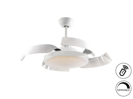 Ventilador de techo plafón retráctil Schuller Enzo LED blanco CCT regulable con mando 196529D ambiente