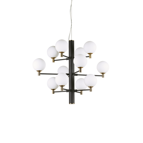 Lámpara colgante Ideal Lux Copernico negro cristal 12 luces 48W Ø71cm 197319