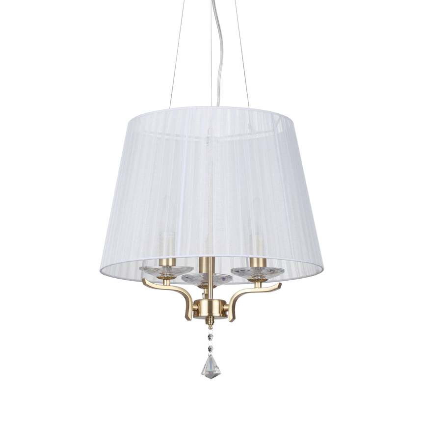 Lámpara colgante Ideal Lux Pegaso latón cristal y tela 3 luces 84W Ø40cm 197715