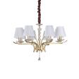 Lámpara colgante Ideal Lux Pegaso latón cristal y tela 8 luces 224W Ø76cm 197739