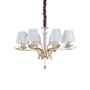 Lámpara colgante Ideal Lux Pegaso latón cristal y tela 8 luces Ø76cm 197739